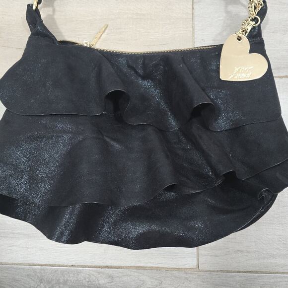 BETSEY JOHNSON JUST FOR THE FRILL OF IT Boho BLACK Vitage - Picture 5 of 9